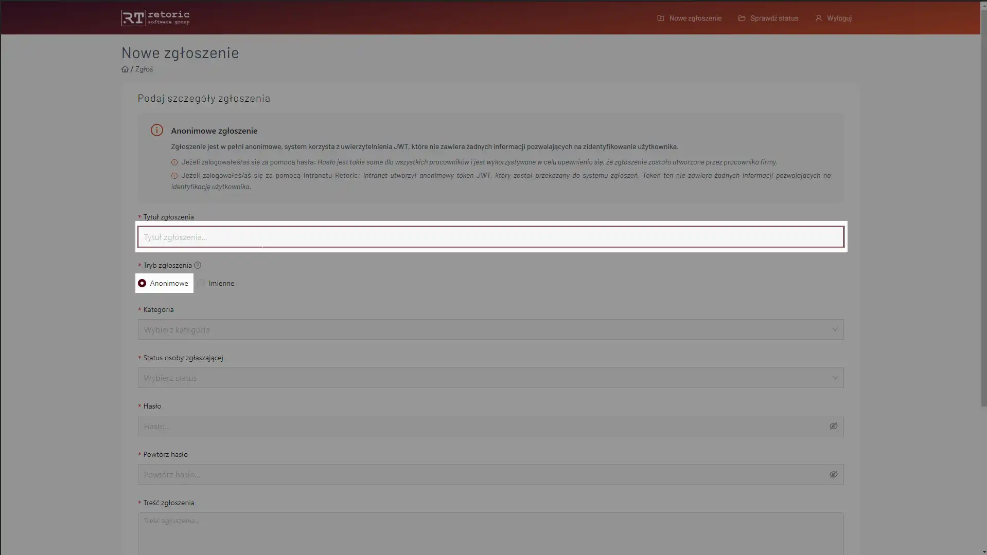 Przykład koloru pozostałych elementów