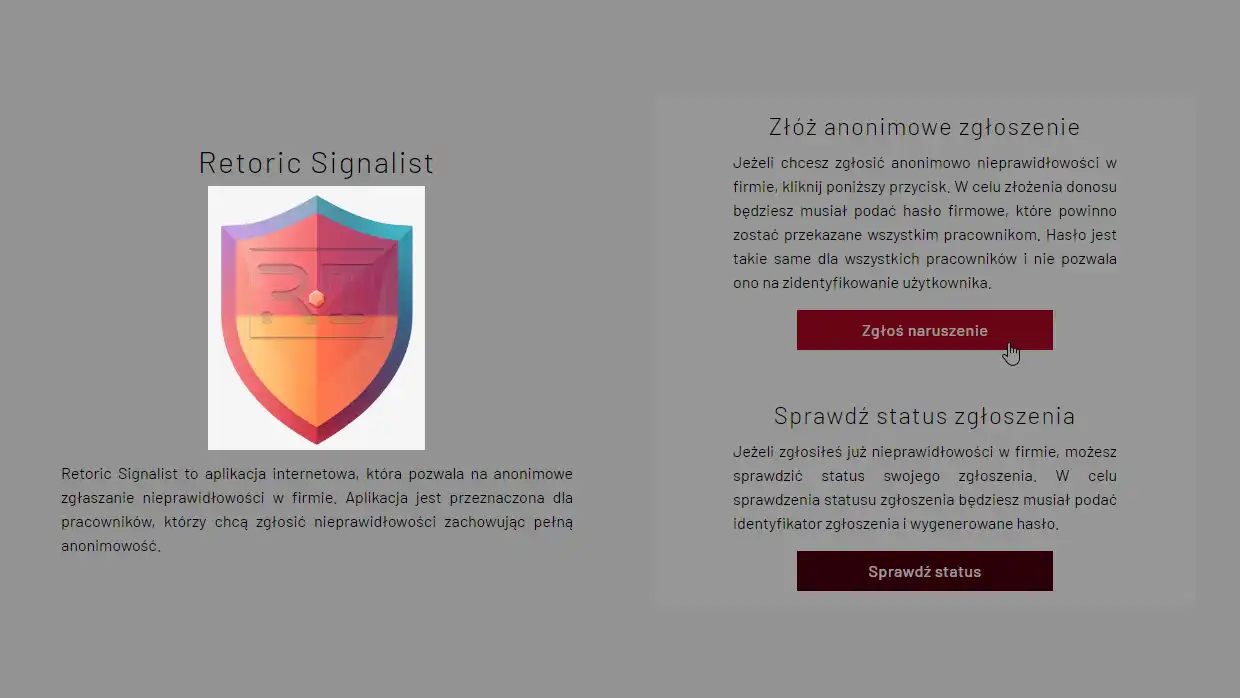 Przykład emblematu na stronie głównej